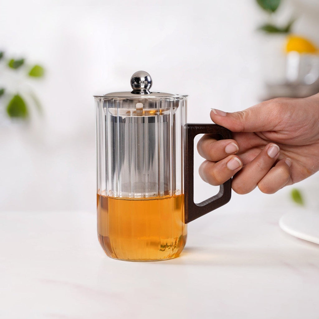 Modern Fluted Glass 2 In 1 Infuser Mug 500ml Nestasia