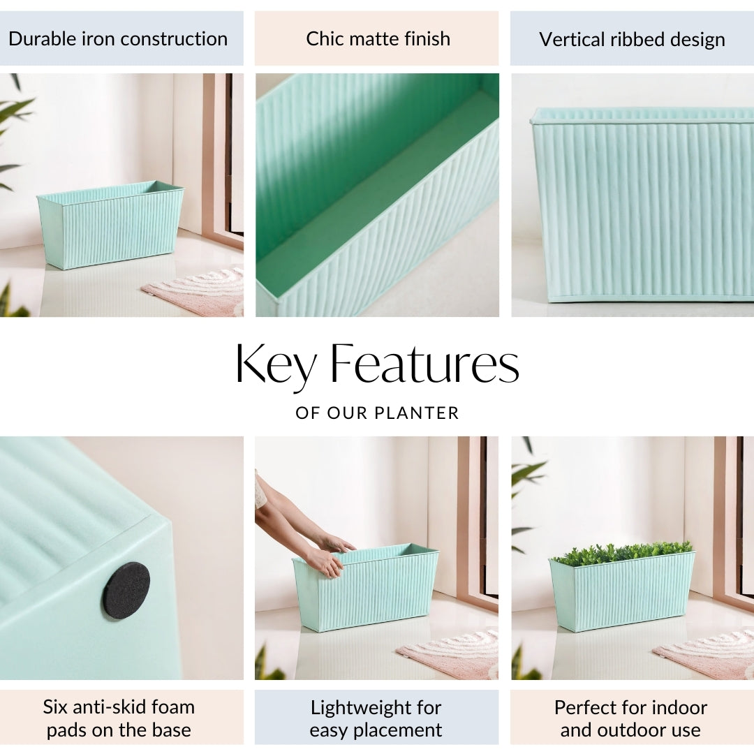 Modern Fluted Balcony Planter Mint Nestasia