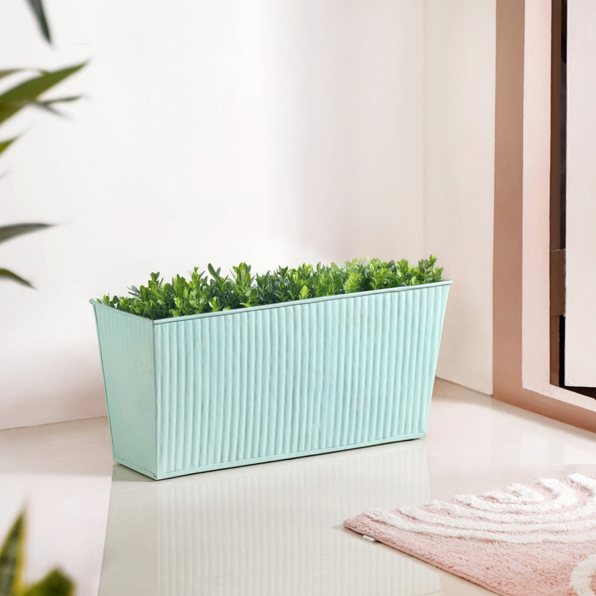 Modern Fluted Balcony Planter Mint Nestasia