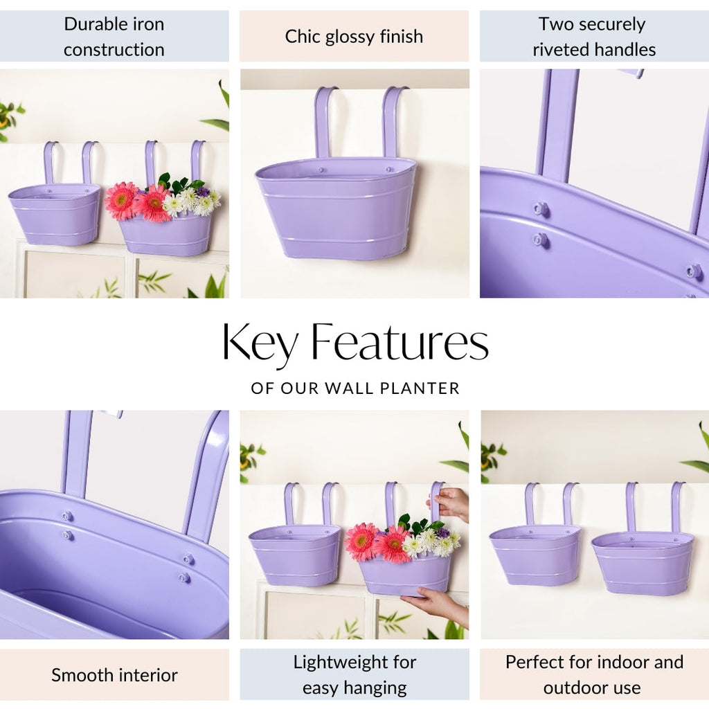 Modern Wall Decor Hanging Planter Lavender Set Of 2 Nestasia