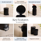 Clean Curve Metal Dustbin With Removable Bucket Black 5000ml Nestasia