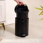Clean Curve Metal Dustbin With Removable Bucket Black 5000ml Nestasia