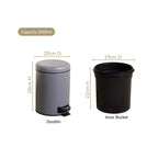 Clean Curve Metal Dustbin With Removable Bucket Grey 5000ml Nestasia