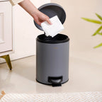 Clean Curve Metal Dustbin With Removable Bucket Grey 5000ml Nestasia