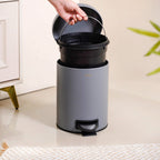 Clean Curve Metal Dustbin With Removable Bucket Grey 5000ml Nestasia