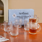 Modern Ribbed Embossed Mugs Set Of 6 229ml Nestasia