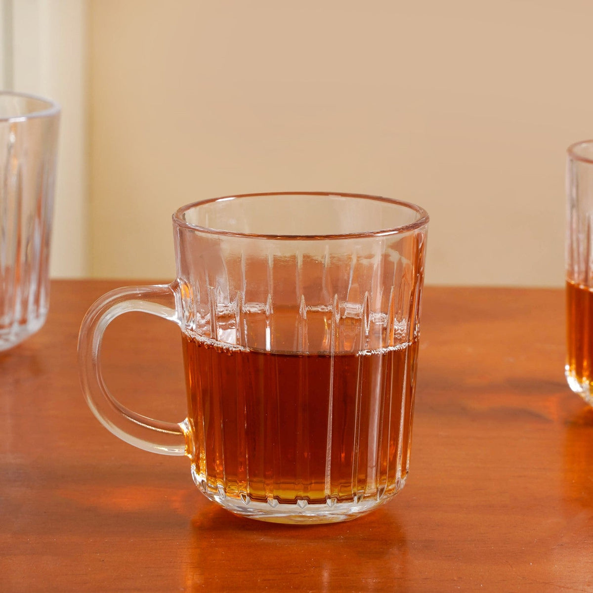 Modern Ribbed Embossed Mugs Set Of 6 229ml Nestasia