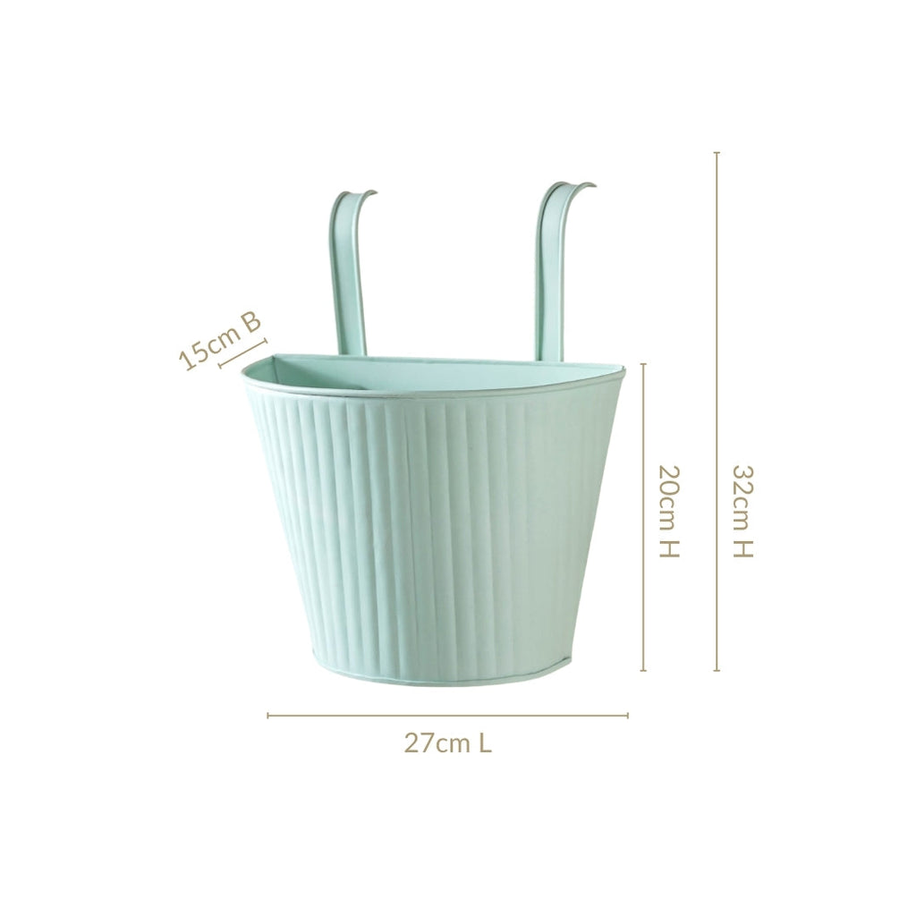 Modern Ribbed Balcony Hanging Planter Set Of 2 Mint Nestasia