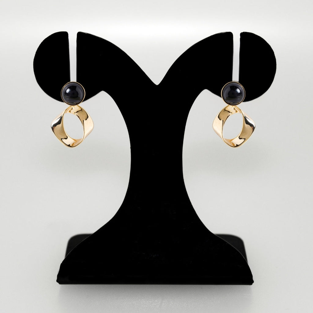 Modern Twist Dangle Earrings Black Nestasia
