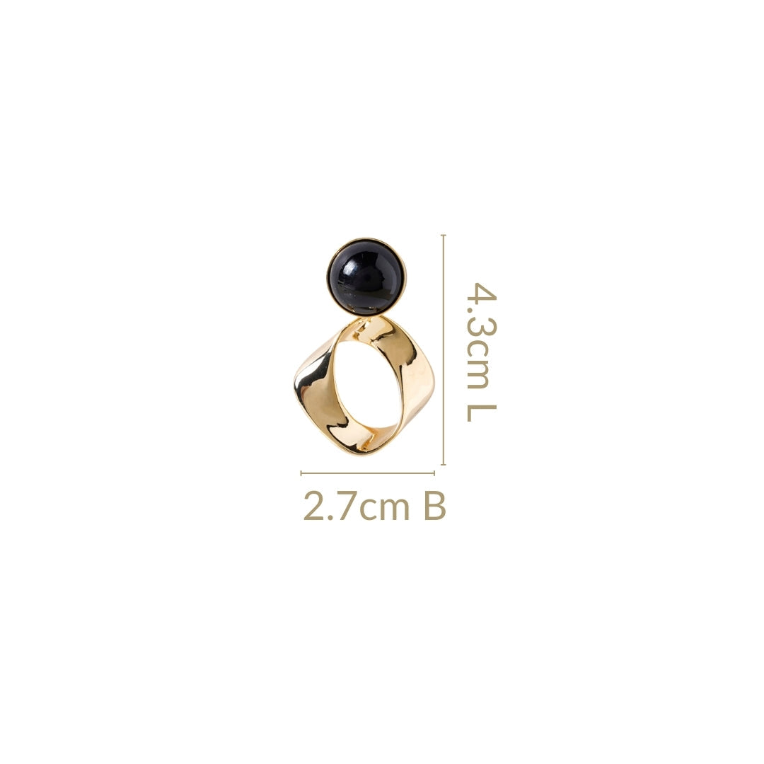 Modern Twist Dangle Earrings Black Nestasia