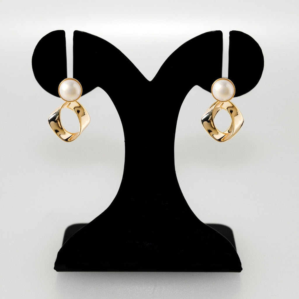 Modern Twist Dangle Earrings White Nestasia