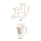 TerraDuo Modern Two Tier Gold Stand With White Planters Nestasia