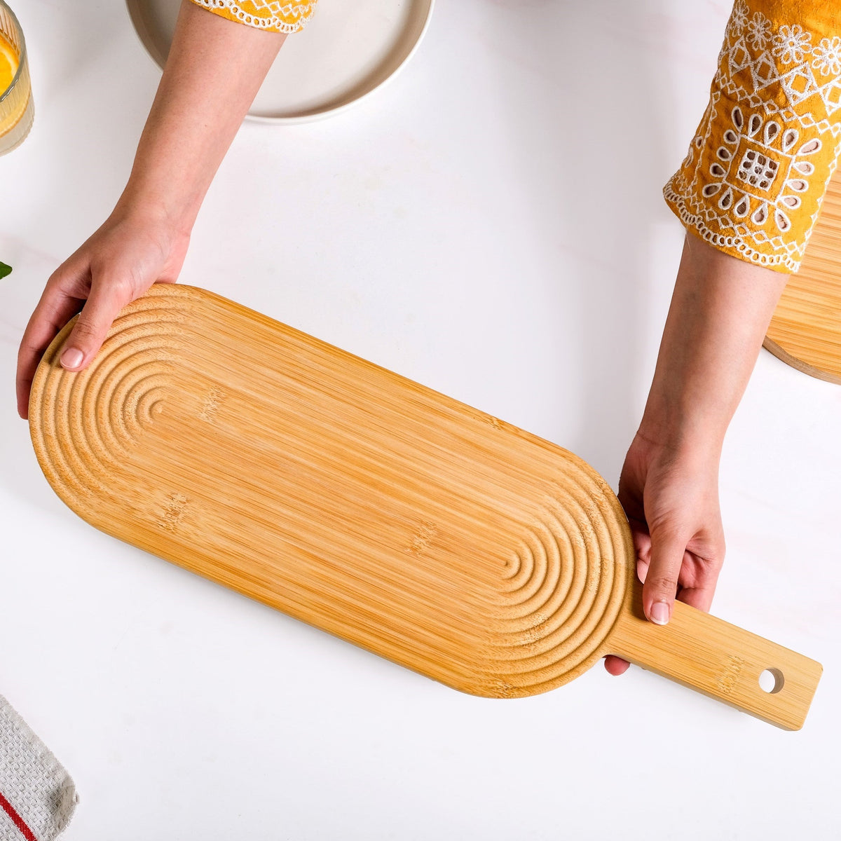 Zen Garden Spirals Wooden Serving Tray 20 Inch Nestasia