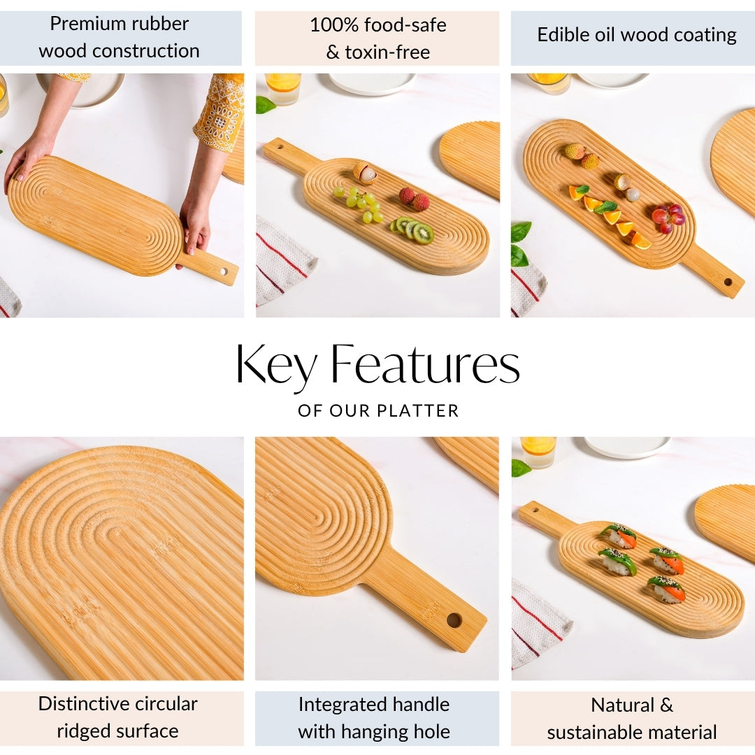 Zen Garden Spirals Wooden Serving Tray 20 Inch Nestasia