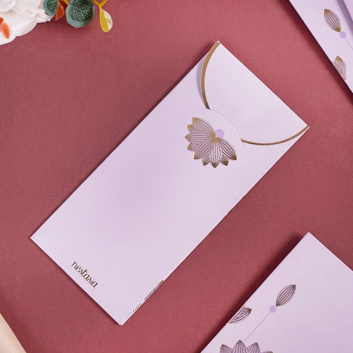 Gold Lotus Gift Envelope For Cash Set Of 12 Lavender Nestasia