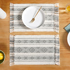 MonoLoom Fringed Cotton Placemat Set Of 6 Nestasia