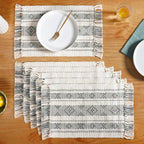 MonoLoom Fringed Cotton Placemat Set Of 6 Nestasia