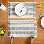 MonoLoom Fringed Cotton Placemat Set Of 6 Nestasia