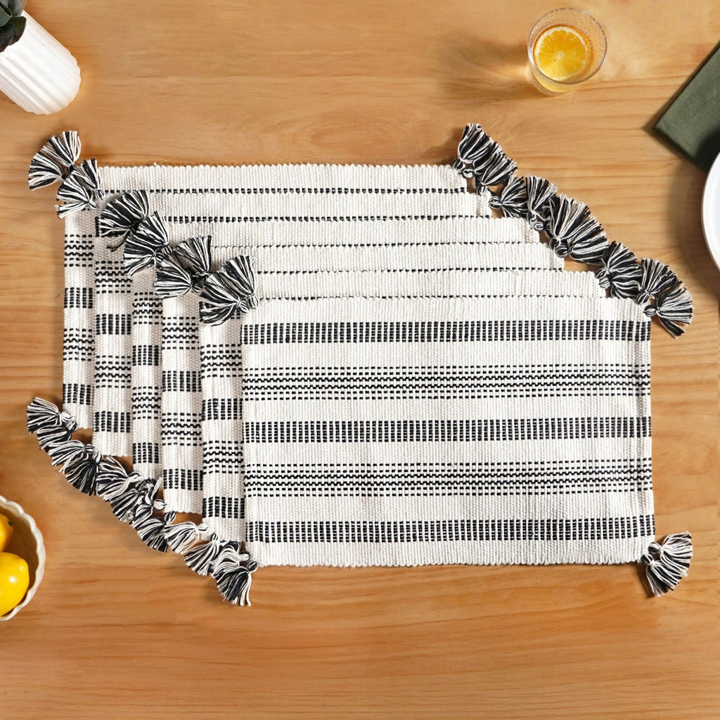Monochrome Cotton Placemat Set Of 6 Nestasia