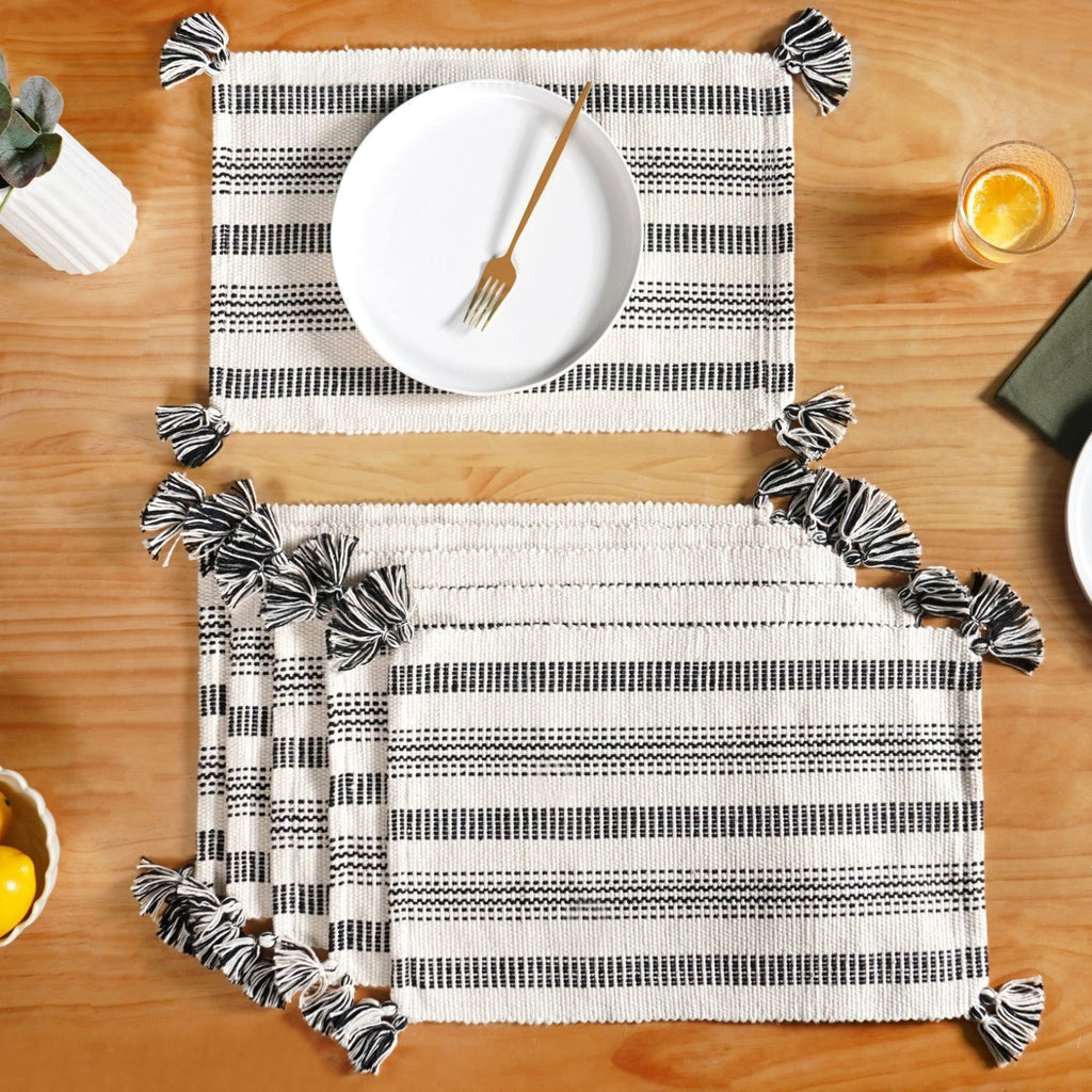Monochrome Cotton Placemat Set Of 6 Nestasia