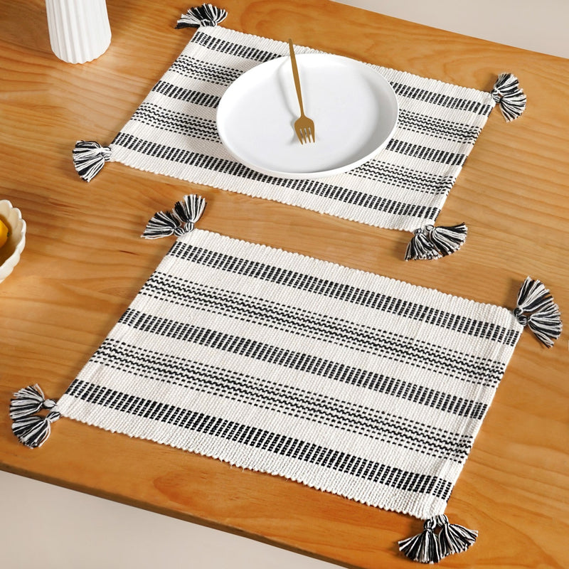 Monochrome Cotton Placemat Set Of 6 Nestasia