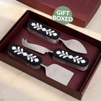 Monochrome Floral Gourmet Cheese Knife Set Of 3 Nestasia