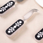 Monochrome Floral Gourmet Cheese Knife Set Of 3 Nestasia