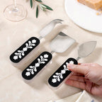 Monochrome Floral Gourmet Cheese Knife Set Of 3 Nestasia