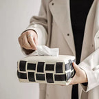Monochrome Vegan Leather Tissue Box White And Black Nestasia