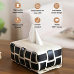 Monochrome Vegan Leather Tissue Box White And Black Nestasia