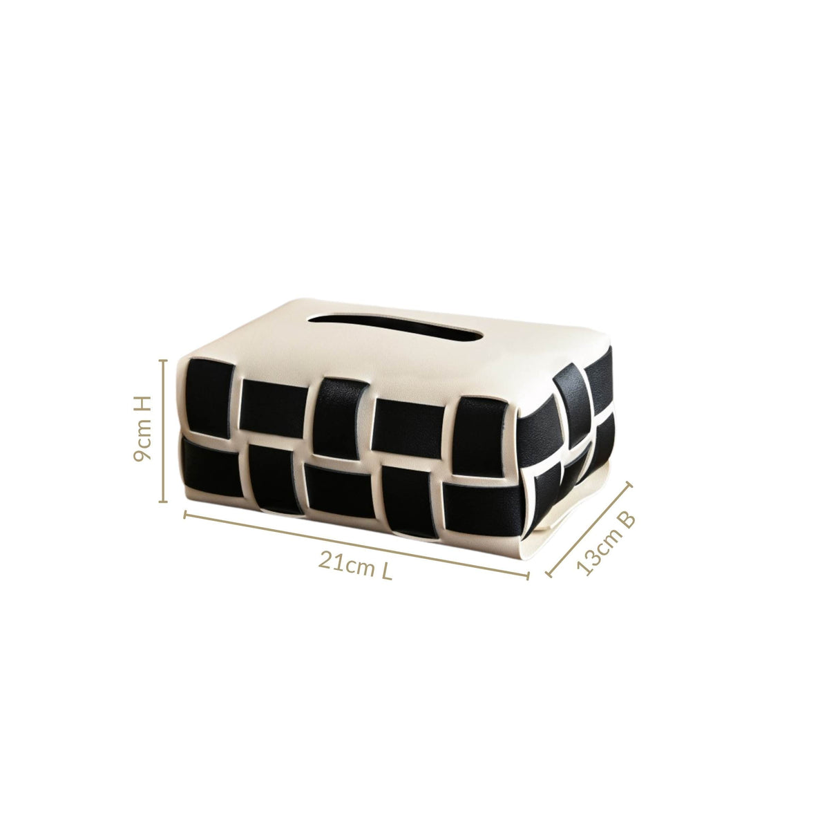 Monochrome Vegan Leather Tissue Box White And Black Nestasia
