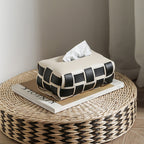 Monochrome Vegan Leather Tissue Box White And Black Nestasia