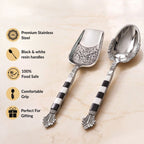 Black And White French Vintage Brass Serving Spoon Set Of 2 Nestasia
