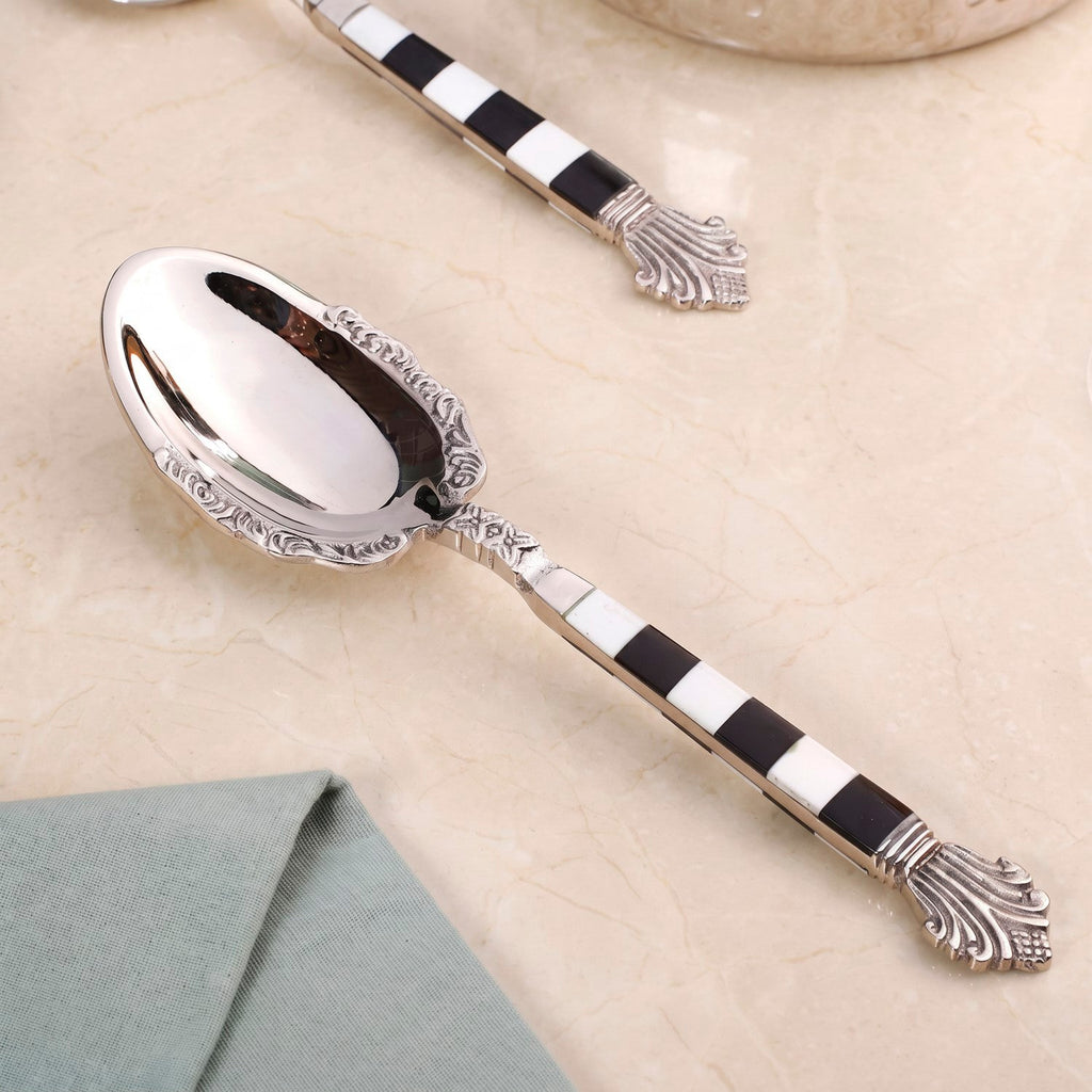 Black And White French Vintage Brass Serving Spoon Set Of 2 Nestasia