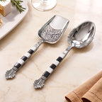 Black And White French Vintage Brass Serving Spoon Set Of 2 Nestasia