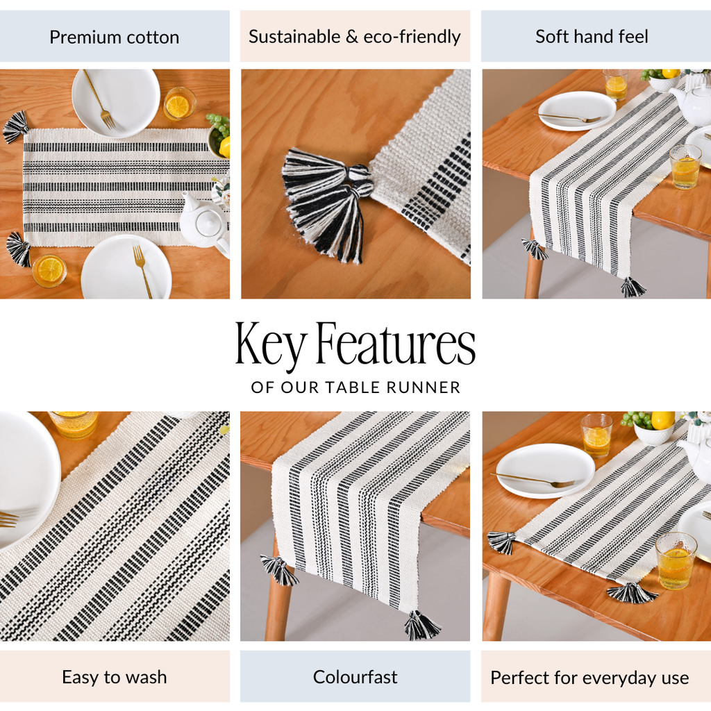 Monochrome Cotton Runner 180x33cm Nestasia