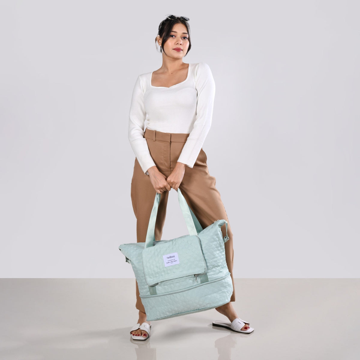Montara Expandable Foldable Luxe Travel Bag Mint Nestasia