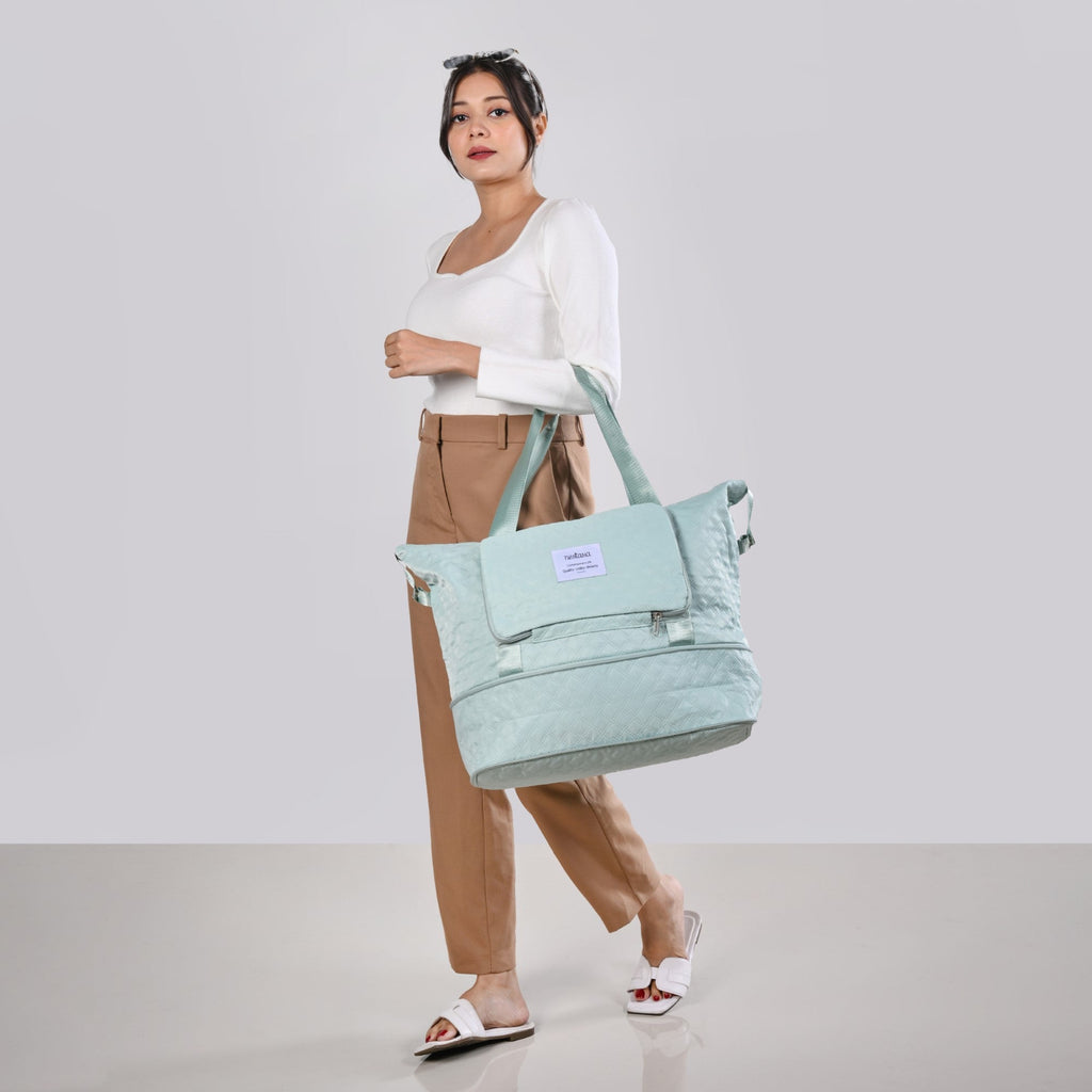 Montara Expandable Foldable Luxe Travel Bag Mint Nestasia
