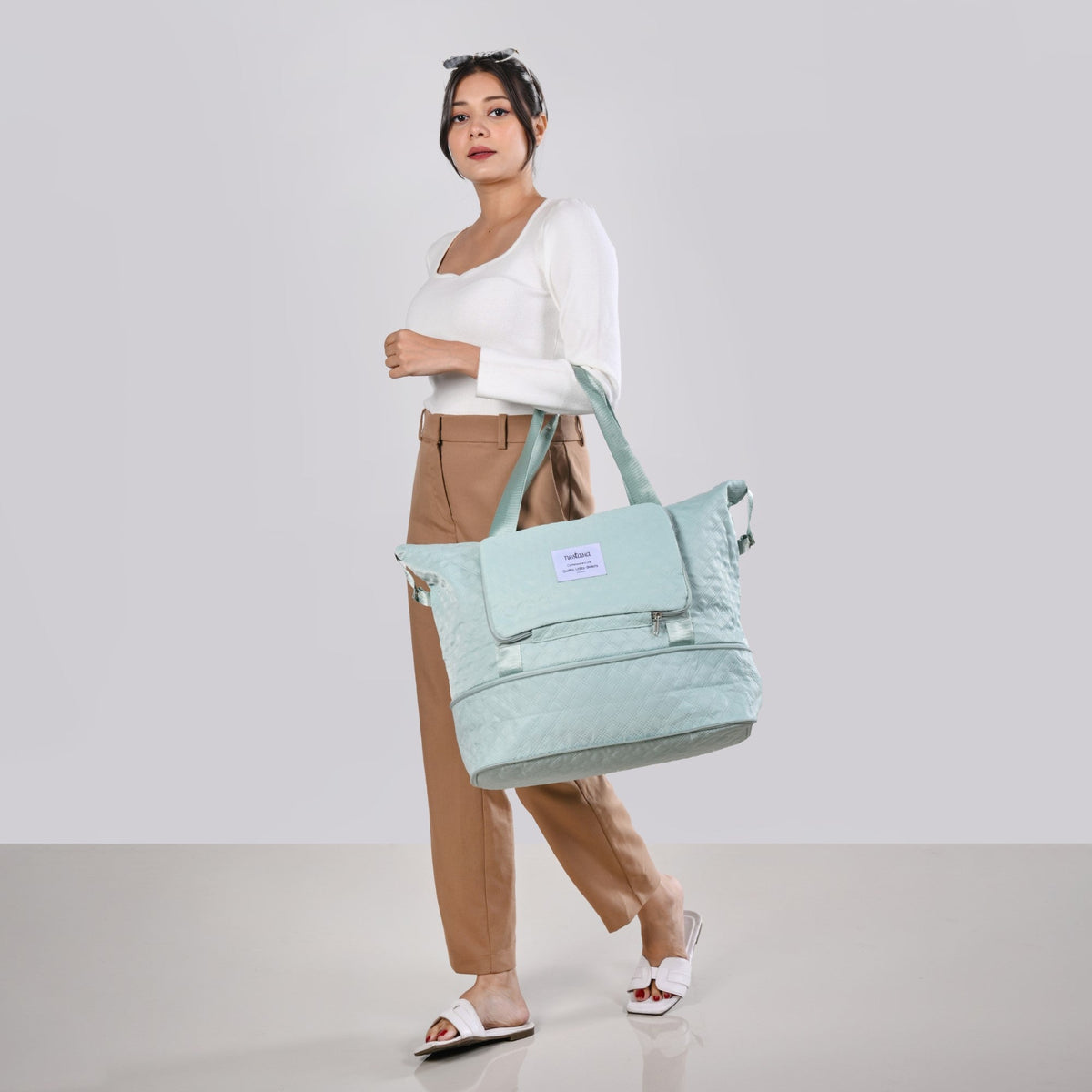 Montara Expandable Foldable Luxe Travel Bag Mint Nestasia