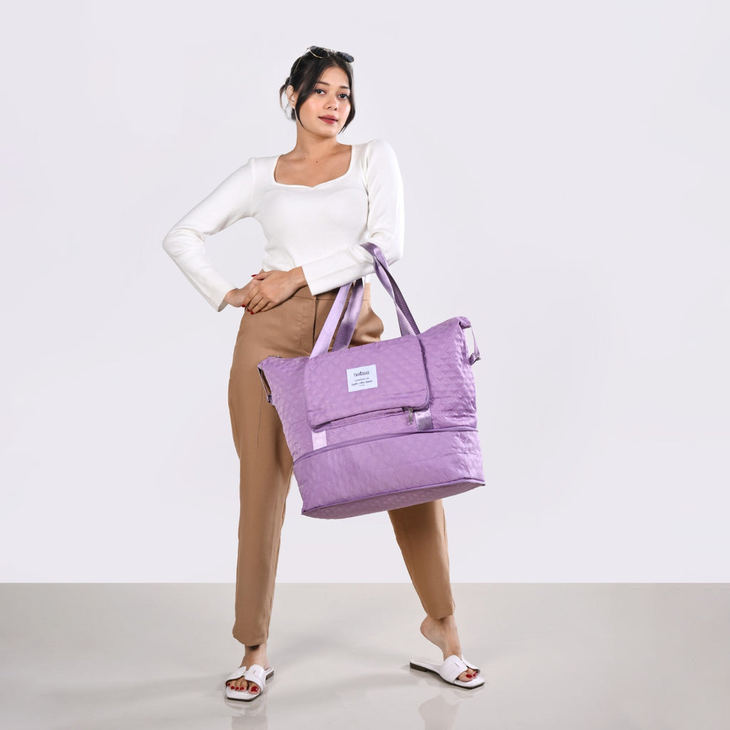 Montara Waterproof Over Night Bag Foldable Expandable Violet Nestasia