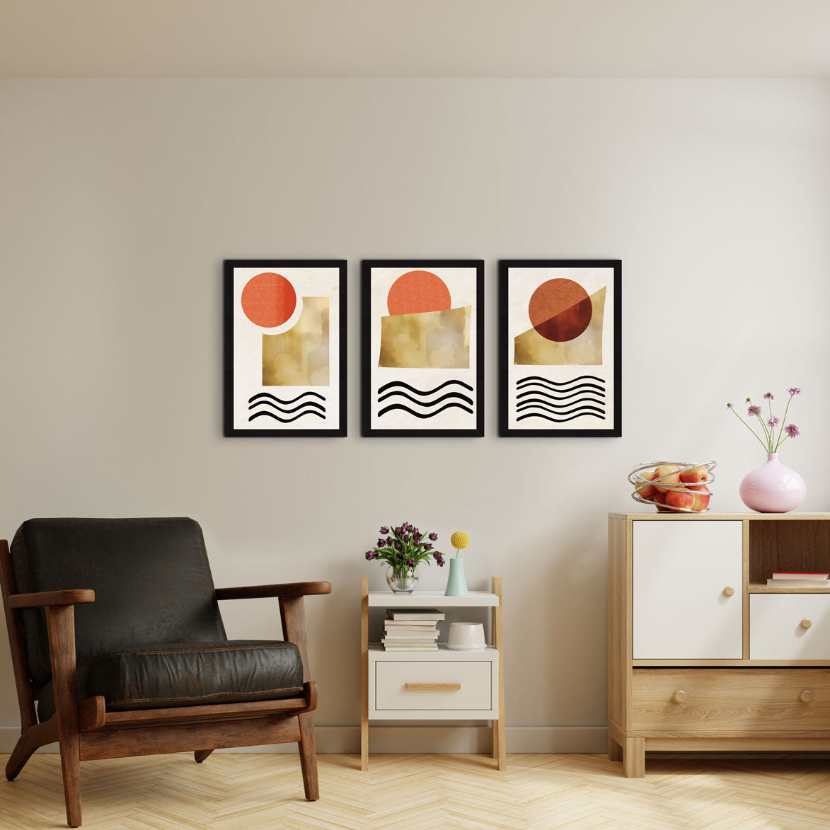 Boho Painting For Wall Decoration, Set of 3, Set of 3 AXIII-33-BOH ArtX