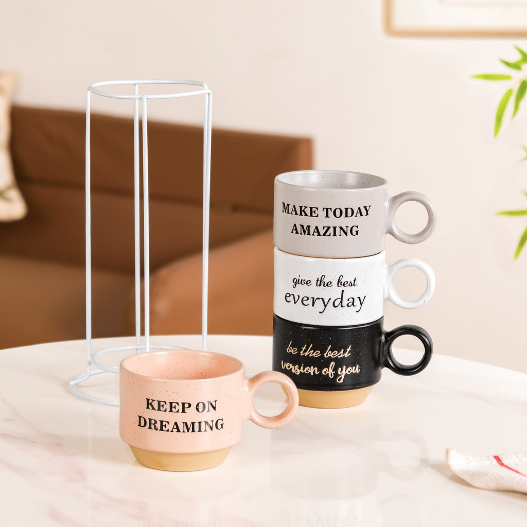 Productivity Quotes Stackable Cup Set Of 4 215ml Nestasia