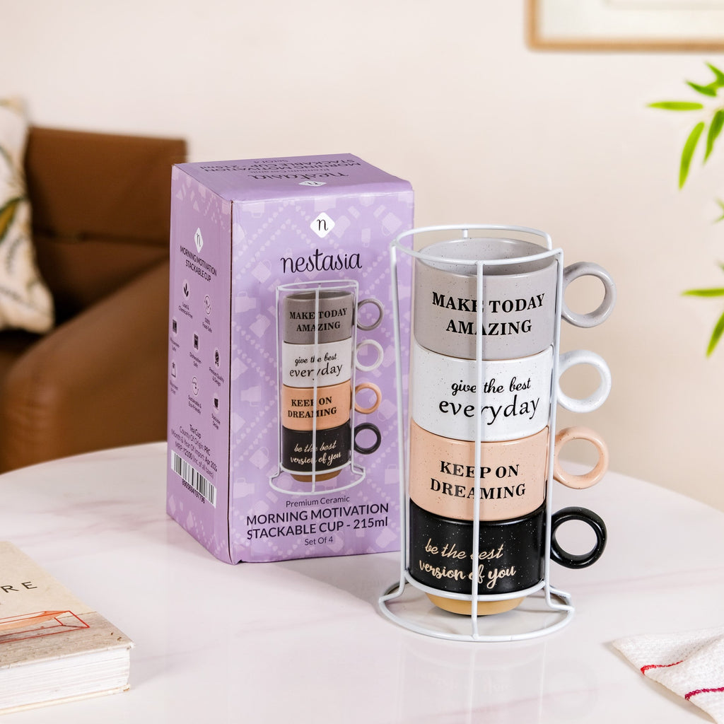 Productivity Quotes Stackable Cup Set Of 4 215ml Nestasia