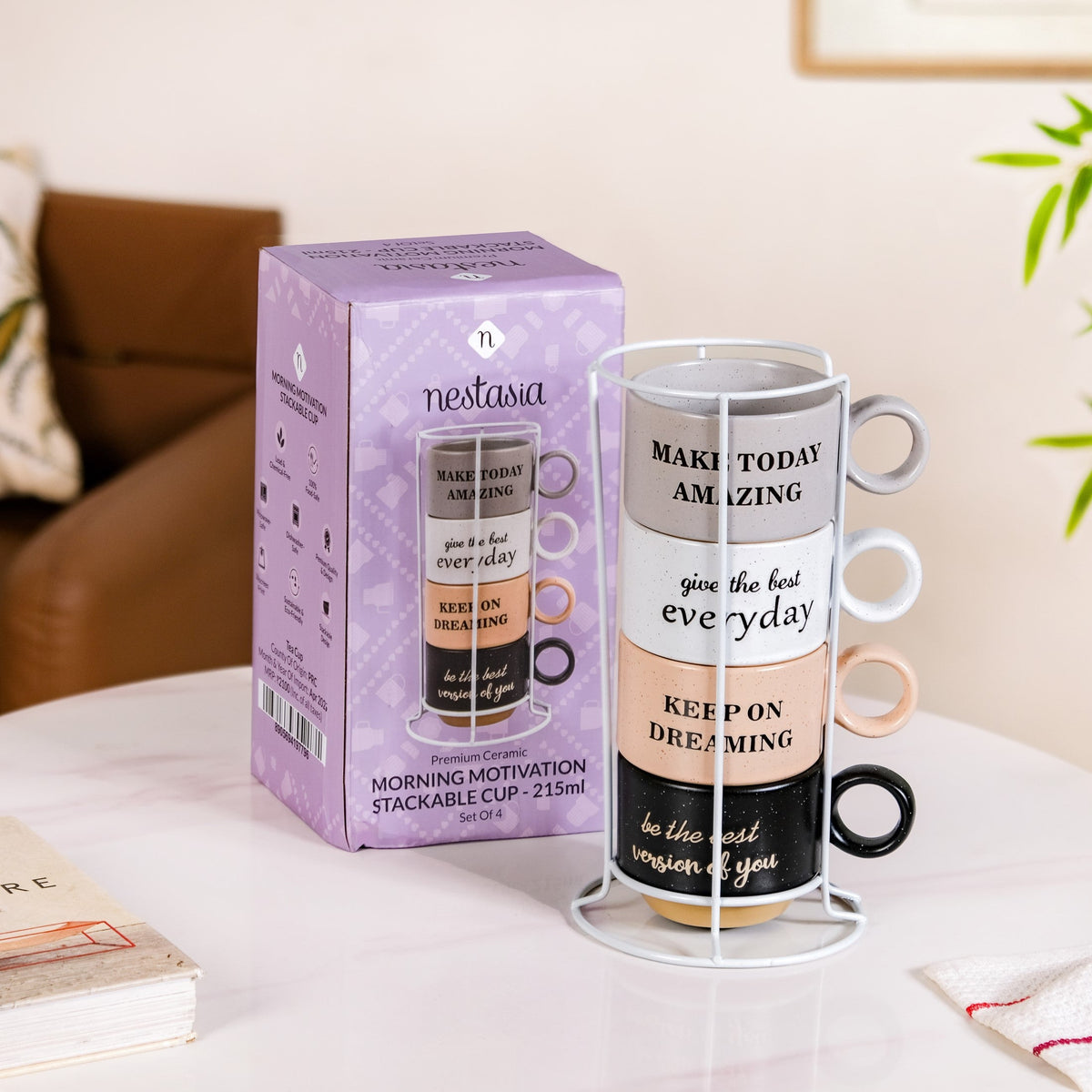 Productivity Quotes Stackable Cup Set Of 4 215ml Nestasia