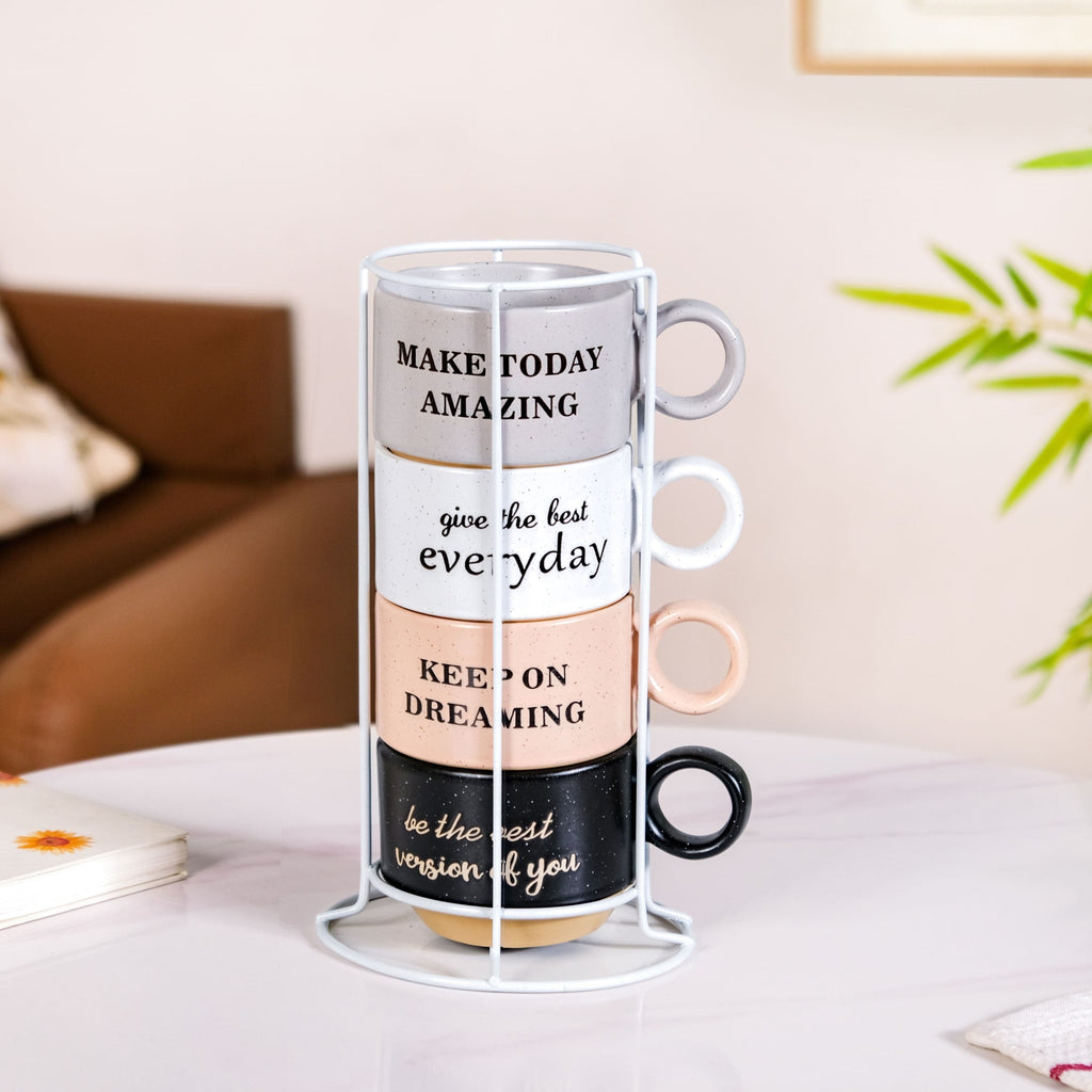 Productivity Quotes Stackable Cup Set Of 4 215ml Nestasia