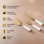 Mother Of Pearl Cheese Knife Set Of 3 Nestasia