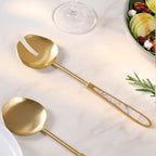 Mother Of Pearl Minimal Matte Gold Serving Set Of 2 Nestasia