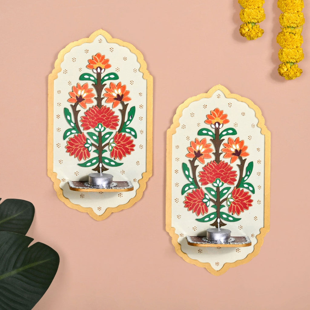 Motif Jharokha Tealight Candle Holder Lippan Wall Art Set Of 2 Nestasia