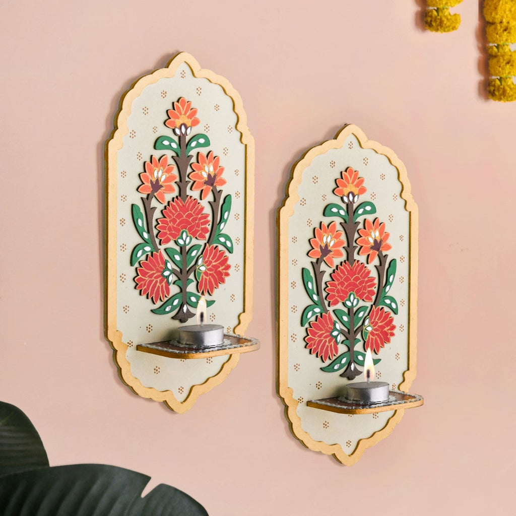 Motif Jharokha Tealight Candle Holder Lippan Wall Art Set Of 2 Nestasia