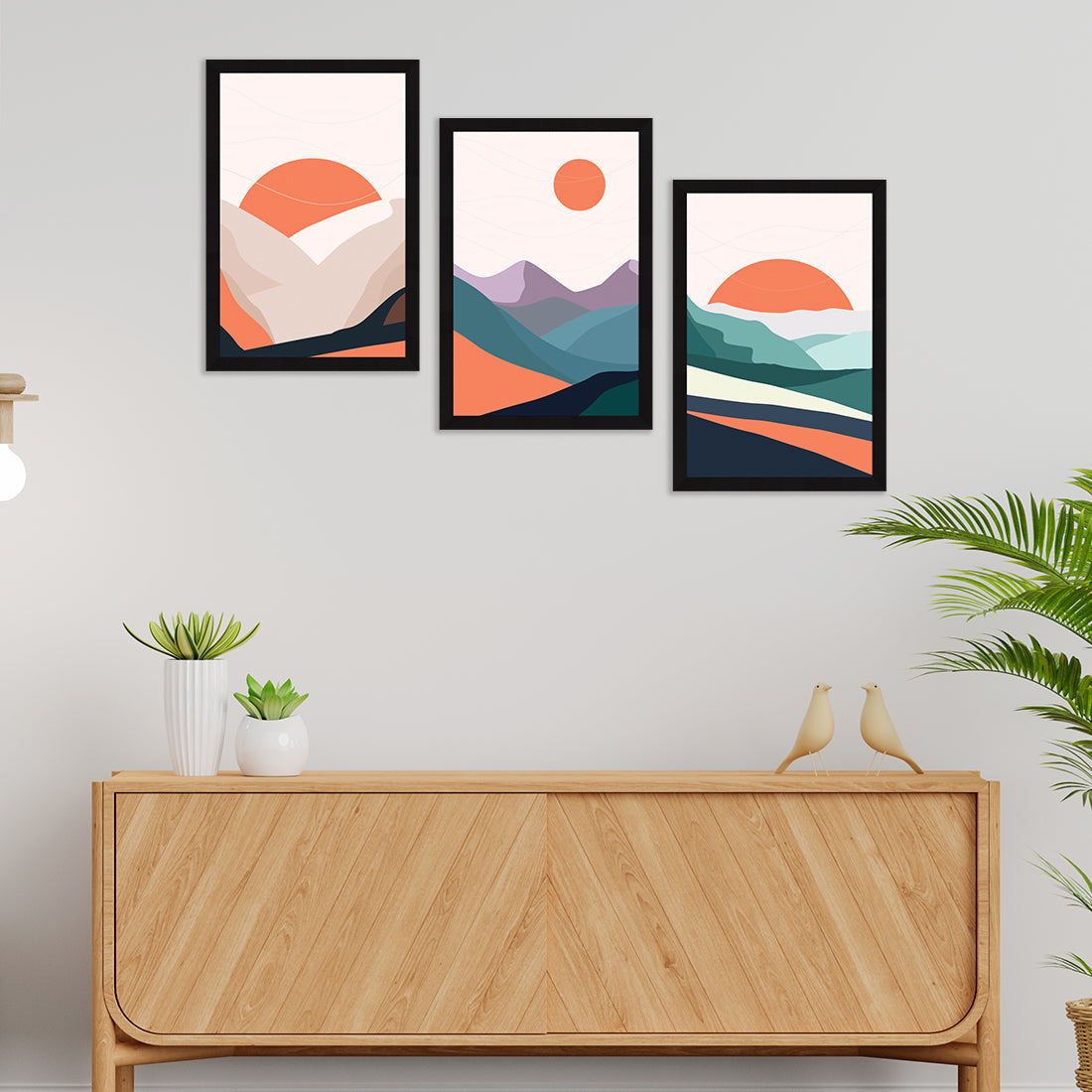 Abstract Art Paintings, Painting For Wall Living Room, Set of 3 AXIII-34-GEO ArtX